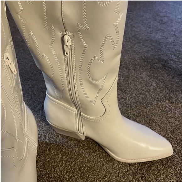 Madden NYC Women's Embroidered Tall Western Boots in Bone White - Picture 5 of 10